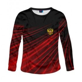 Женский лонгслив 3D с принтом Russia Sport 2018 uniform в Петрозаводске, 100% полиэстер | длинные рукава, круглый вырез горловины, полуприлегающий силуэт | abstraction | grunge | russia | sport | абстракция | герб | краска | русский | символика рф | спорт | спортивный | триколор | униформа | форма | я русский