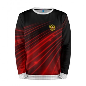 Мужской свитшот 3D с принтом Russia Sport 2018 uniform в Петрозаводске, 100% полиэстер с мягким внутренним слоем | круглый вырез горловины, мягкая резинка на манжетах и поясе, свободная посадка по фигуре | Тематика изображения на принте: abstraction | grunge | russia | sport | абстракция | герб | краска | русский | символика рф | спорт | спортивный | триколор | униформа | форма | я русский