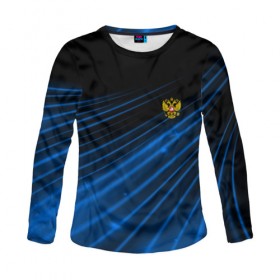 Женский лонгслив 3D с принтом Russia Sport 2018 uniform в Петрозаводске, 100% полиэстер | длинные рукава, круглый вырез горловины, полуприлегающий силуэт | abstraction | grunge | russia | sport | абстракция | герб | краска | русский | символика рф | спорт | спортивный | триколор | униформа | форма | я русский