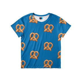 Детская футболка 3D с принтом Crazy Ex Крендельки в Петрозаводске, 100% гипоаллергенный полиэфир | прямой крой, круглый вырез горловины, длина до линии бедер, чуть спущенное плечо, ткань немного тянется | еда | крендельки | чокнутая бывшая