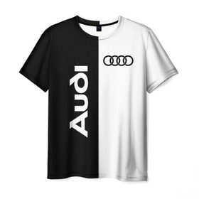 Мужская футболка 3D с принтом Audi в Петрозаводске, 100% полиэфир | прямой крой, круглый вырез горловины, длина до линии бедер | Тематика изображения на принте: ауди | кольца | лого