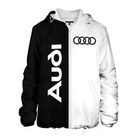 Мужская куртка 3D с принтом Audi в Петрозаводске, ткань верха — 100% полиэстер, подклад — флис | прямой крой, подол и капюшон оформлены резинкой с фиксаторами, два кармана без застежек по бокам, один большой потайной карман на груди. Карман на груди застегивается на липучку | Тематика изображения на принте: ауди | кольца | лого