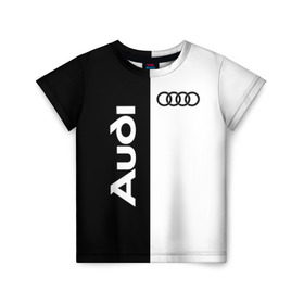 Детская футболка 3D с принтом Audi в Петрозаводске, 100% гипоаллергенный полиэфир | прямой крой, круглый вырез горловины, длина до линии бедер, чуть спущенное плечо, ткань немного тянется | Тематика изображения на принте: ауди | кольца | лого