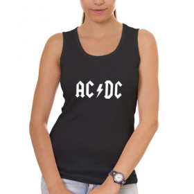 Женская майка хлопок с принтом AC/DC в Петрозаводске, 95% хлопок, 5% эластан |  | ac dc | acdc | high voltage | ангус | металл | рок | фсвс | эй си ди си | эйсидиси | янг