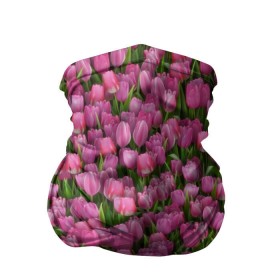 Бандана-труба 3D с принтом Розовые тюльпаны в Петрозаводске, 100% полиэстер, ткань с особыми свойствами — Activecool | плотность 150‒180 г/м2; хорошо тянется, но сохраняет форму | Тематика изображения на принте: 