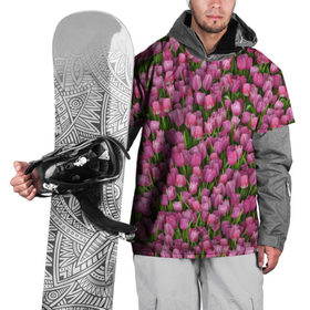 Накидка на куртку 3D с принтом Розовые тюльпаны в Петрозаводске, 100% полиэстер |  | Тематика изображения на принте: 