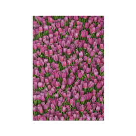 Обложка для паспорта матовая кожа с принтом Розовые тюльпаны в Петрозаводске, натуральная матовая кожа | размер 19,3 х 13,7 см; прозрачные пластиковые крепления | Тематика изображения на принте: 