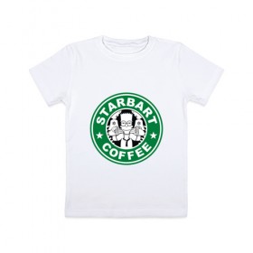 Детская футболка хлопок с принтом Starbart в Петрозаводске, 100% хлопок | круглый вырез горловины, полуприлегающий силуэт, длина до линии бедер | bart | simpsons | барт | лого | старбакс