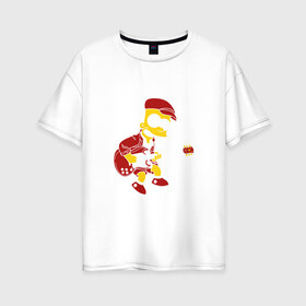 Женская футболка хлопок Oversize с принтом Bart AC DC в Петрозаводске, 100% хлопок | свободный крой, круглый ворот, спущенный рукав, длина до линии бедер
 | acdc | music | rock | simpsons | барт | гитара | группа | исидиси | музыка | рок
