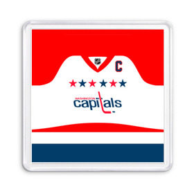 Магнит 55*55 с принтом Ovechkin Washington Capitals White в Петрозаводске, Пластик | Размер: 65*65 мм; Размер печати: 55*55 мм | Тематика изображения на принте: овечкин | ови