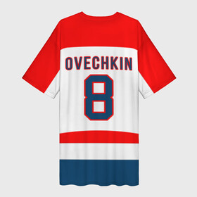 Платье-футболка 3D с принтом Ovechkin Washington Capitals White в Петрозаводске,  |  | овечкин | ови