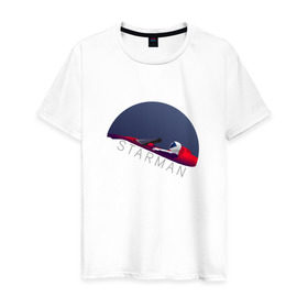 Мужская футболка хлопок с принтом starman в Петрозаводске, 100% хлопок | прямой крой, круглый вырез горловины, длина до линии бедер, слегка спущенное плечо. | spacex | tesla | илон маск | маск | спейс икс | тесла