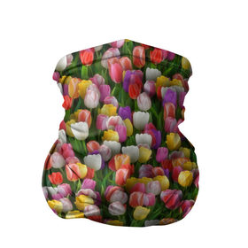 Бандана-труба 3D с принтом Разноцветные тюльпаны в Петрозаводске, 100% полиэстер, ткань с особыми свойствами — Activecool | плотность 150‒180 г/м2; хорошо тянется, но сохраняет форму | Тематика изображения на принте: 8 марта | tulip | белый | букет | желтый | зеленый | красный | паттерн | розовый | тюльпан | тюльпанчики | цветок | цветочки | цветы