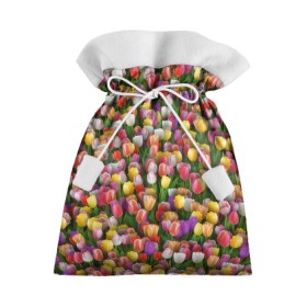 Подарочный 3D мешок с принтом Разноцветные тюльпаны в Петрозаводске, 100% полиэстер | Размер: 29*39 см | 8 марта | tulip | белый | букет | желтый | зеленый | красный | паттерн | розовый | тюльпан | тюльпанчики | цветок | цветочки | цветы