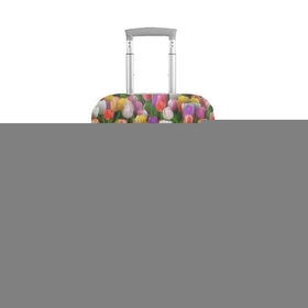 Чехол для чемодана 3D с принтом Разноцветные тюльпаны в Петрозаводске, 86% полиэфир, 14% спандекс | двустороннее нанесение принта, прорези для ручек и колес | 8 марта | tulip | белый | букет | желтый | зеленый | красный | паттерн | розовый | тюльпан | тюльпанчики | цветок | цветочки | цветы