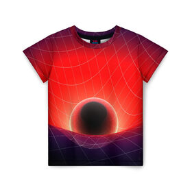 Детская футболка 3D с принтом Космическая планета в Петрозаводске, 100% гипоаллергенный полиэфир | прямой крой, круглый вырез горловины, длина до линии бедер, чуть спущенное плечо, ткань немного тянется | nebula | space | star | астрономия | вселенная | звезды | космический | космос | планеты