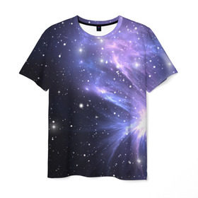 Мужская футболка 3D с принтом Сияние звёзд в Петрозаводске, 100% полиэфир | прямой крой, круглый вырез горловины, длина до линии бедер | Тематика изображения на принте: nebula | space | star | астрономия | вселенная | звезды | космический | космос | планеты