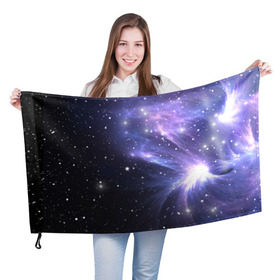 Флаг 3D с принтом Сияние звёзд в Петрозаводске, 100% полиэстер | плотность ткани — 95 г/м2, размер — 67 х 109 см. Принт наносится с одной стороны | nebula | space | star | астрономия | вселенная | звезды | космический | космос | планеты