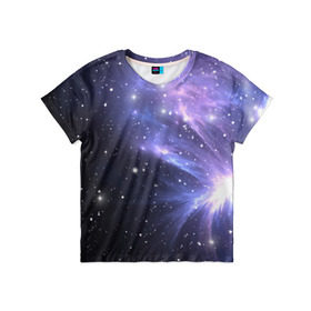 Детская футболка 3D с принтом Сияние звёзд в Петрозаводске, 100% гипоаллергенный полиэфир | прямой крой, круглый вырез горловины, длина до линии бедер, чуть спущенное плечо, ткань немного тянется | nebula | space | star | астрономия | вселенная | звезды | космический | космос | планеты