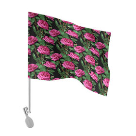 Флаг для автомобиля с принтом Розовые розы в Петрозаводске, 100% полиэстер | Размер: 30*21 см | 