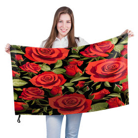 Флаг 3D с принтом Великолепные розы в Петрозаводске, 100% полиэстер | плотность ткани — 95 г/м2, размер — 67 х 109 см. Принт наносится с одной стороны | flower | pattern | spring | букет | весна | паттерн | праздник | розы | цветочный | цветы