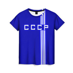 Женская футболка 3D с принтом Форма сборной СССР-1 в Петрозаводске, 100% полиэфир ( синтетическое хлопкоподобное полотно) | прямой крой, круглый вырез горловины, длина до линии бедер | россия | ссср | форма