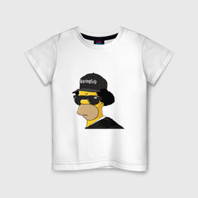 Детская футболка хлопок с принтом Springfield в Петрозаводске, 100% хлопок | круглый вырез горловины, полуприлегающий силуэт, длина до линии бедер | Тематика изображения на принте: compton | hip hop | ice cube | nwa | rap | simpsons | голос улиц | комптон | рэп | хип хоп