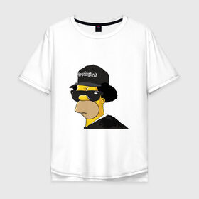 Мужская футболка хлопок Oversize с принтом Springfield в Петрозаводске, 100% хлопок | свободный крой, круглый ворот, “спинка” длиннее передней части | Тематика изображения на принте: compton | hip hop | ice cube | nwa | rap | simpsons | голос улиц | комптон | рэп | хип хоп