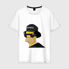 Мужская футболка хлопок с принтом Springfield в Петрозаводске, 100% хлопок | прямой крой, круглый вырез горловины, длина до линии бедер, слегка спущенное плечо. | compton | hip hop | ice cube | nwa | rap | simpsons | голос улиц | комптон | рэп | хип хоп