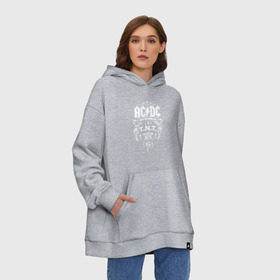 Худи SuperOversize хлопок с принтом AC/DC run for your life в Петрозаводске, 70% хлопок, 30% полиэстер, мягкий начес внутри | карман-кенгуру, эластичная резинка на манжетах и по нижней кромке, двухслойный капюшон
 | ac dc | acdc ас дс | асдс