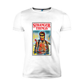 Мужская футболка премиум с принтом Stranger Things в Петрозаводске, 92% хлопок, 8% лайкра | приталенный силуэт, круглый вырез ворота, длина до линии бедра, короткий рукав | stranger things | очень странные дела