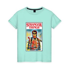 Женская футболка хлопок с принтом Stranger Things в Петрозаводске, 100% хлопок | прямой крой, круглый вырез горловины, длина до линии бедер, слегка спущенное плечо | stranger things | очень странные дела