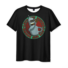 Мужская футболка 3D с принтом Let`s Get Drunk в Петрозаводске, 100% полиэфир | прямой крой, круглый вырез горловины, длина до линии бедер | Тематика изображения на принте: bender rodriguez | fry | futurama | бендер | зойдберг | лила | родригез | фрай | футурама