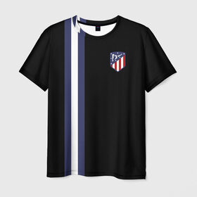 Мужская футболка 3D с принтом Атлетико Мадрид в Петрозаводске, 100% полиэфир | прямой крой, круглый вырез горловины, длина до линии бедер | атлетико мадрид | эмблема