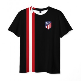 Мужская футболка 3D с принтом Atletico Madrid Line Edition в Петрозаводске, 100% полиэфир | прямой крой, круглый вырез горловины, длина до линии бедер | атлетико мадрид | эмблема