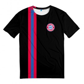 Мужская футболка 3D с принтом Bayern Munchen FC в Петрозаводске, 100% полиэфир | прямой крой, круглый вырез горловины, длина до линии бедер | 