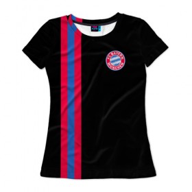 Женская футболка 3D с принтом Bayern Munchen FC в Петрозаводске, 100% полиэфир ( синтетическое хлопкоподобное полотно) | прямой крой, круглый вырез горловины, длина до линии бедер | 