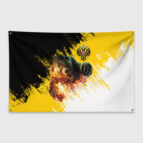 Флаг-баннер с принтом Имперский флаг и медведь в Петрозаводске, 100% полиэстер | размер 67 х 109 см, плотность ткани — 95 г/м2; по краям флага есть четыре люверса для крепления | Тематика изображения на принте: russian bear | герб | россия