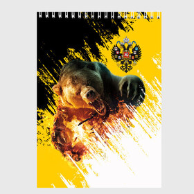 Скетчбук с принтом Имперский флаг и медведь в Петрозаводске, 100% бумага
 | 48 листов, плотность листов — 100 г/м2, плотность картонной обложки — 250 г/м2. Листы скреплены сверху удобной пружинной спиралью | russian bear | герб | россия