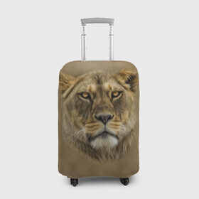 Чехол для чемодана 3D с принтом Львица в Петрозаводске, 86% полиэфир, 14% спандекс | двустороннее нанесение принта, прорези для ручек и колес | голова | животные | кошка | лев | львица | природа | хищник