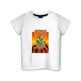 Детская футболка хлопок с принтом Doom D`Oh в Петрозаводске, 100% хлопок | круглый вырез горловины, полуприлегающий силуэт, длина до линии бедер | doh | doom | homer | simpsons | гомер | дум
