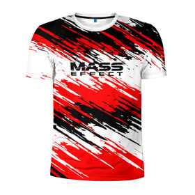 Мужская футболка 3D спортивная с принтом Mass Effect в Петрозаводске, 100% полиэстер с улучшенными характеристиками | приталенный силуэт, круглая горловина, широкие плечи, сужается к линии бедра | n7 | shepard | галактика | жнец | космос | краска | краски | масс | нормандия | планета | шепард | эффект