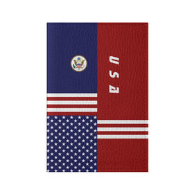 Обложка для паспорта матовая кожа с принтом USA (США) в Петрозаводске, натуральная матовая кожа | размер 19,3 х 13,7 см; прозрачные пластиковые крепления | us | usa | америка | американец | американка | американцы | америки | герб | доллар | знак | надпись | патриот | полосы | символ | соединенные | страна | сша | флаг | флага | цвета | штаты