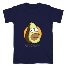 Мужская футболка хлопок с принтом Avocadoh в Петрозаводске, 100% хлопок | прямой крой, круглый вырез горловины, длина до линии бедер, слегка спущенное плечо. | Тематика изображения на принте: doh | homer | simpsons | авокадо | гомер