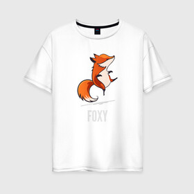 Женская футболка хлопок Oversize с принтом Лиса в Петрозаводске, 100% хлопок | свободный крой, круглый ворот, спущенный рукав, длина до линии бедер
 | fox | foxy | лис | лиса | лисица | лисичка | лисы | с лисой | танцующая | фокс