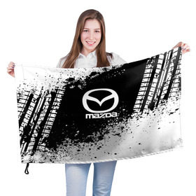 Флаг 3D с принтом Mazda abstract sport в Петрозаводске, 100% полиэстер | плотность ткани — 95 г/м2, размер — 67 х 109 см. Принт наносится с одной стороны | auto | automobile | car | machine | mazda | motor | motor car | sport car | автомашина | бренд | легковой автомобиль | мазда | марка | спортивный автомобиль | тачка