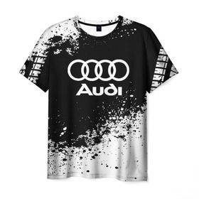 Мужская футболка 3D с принтом Audi abstract sport в Петрозаводске, 100% полиэфир | прямой крой, круглый вырез горловины, длина до линии бедер | Тематика изображения на принте: ауди | кольца | лого | машина