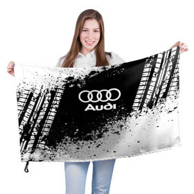 Флаг 3D с принтом Audi abstract sport в Петрозаводске, 100% полиэстер | плотность ткани — 95 г/м2, размер — 67 х 109 см. Принт наносится с одной стороны | ауди | кольца | лого | машина