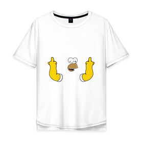 Мужская футболка хлопок Oversize с принтом Гомер в Петрозаводске, 100% хлопок | свободный крой, круглый ворот, “спинка” длиннее передней части | homer | simpsons | гомер
