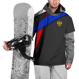 Накидка на куртку 3D с принтом RUSSIA SPORT в Петрозаводске, 100% полиэстер |  | russia | sport | белый | герб | двуглавый орел | красный | патриот | россия | синий | спорт | спортивные | триколор | униформа